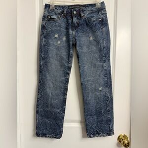 Vintage Y2K Chick by Nicky Hilton Crop Jeans Juniors Size 1 Honeycomb Distressed